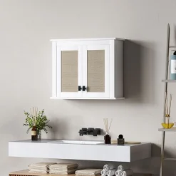 Armario de baño Brisa Homcom 2 puertas blanco/natural 49,4x60x19,5 cm