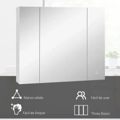 Armario de baño Chakra Kleankin con luz LED blanco 75x90x15 cm
