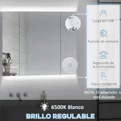 Armario de baño Chakra Kleankin con luz LED blanco 75x90x15 cm