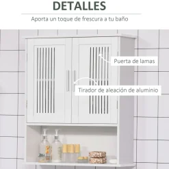 Armario de baño Clara Kleankin 2 puertas con estante blanco 70x60x20 cm