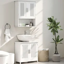 Armario de baño Clara Kleankin 2 puertas con estante blanco 70x60x20 cm