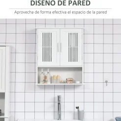 Armario de baño Clara Kleankin 2 puertas con estante blanco 70x60x20 cm