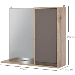 Armario de baño colgante Homcom con espejo natural/gris 49,2x57x14,2 cm