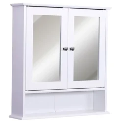Armario de baño con espejo blanco 56x13x58 cm