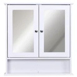 Armario de baño con espejo blanco 56x13x58 cm
