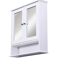 Armario de baño con espejo blanco 56x13x58 cm