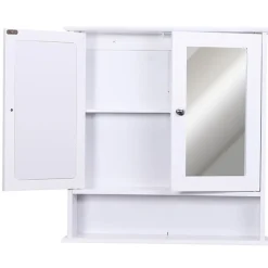 Armario de baño con espejo blanco 56x13x58 cm