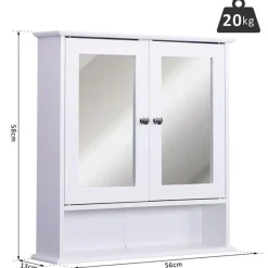 Armario de baño con espejo blanco 56x13x58 cm