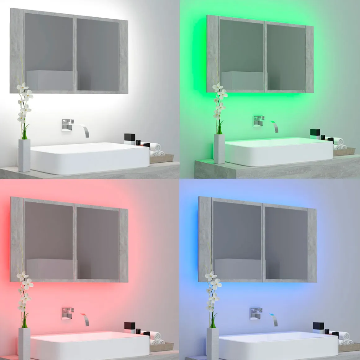 Armario de baño con espejo Rieti con luz LED 45x80x12 cm
