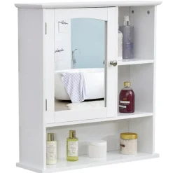 Armario de baño con espejo para pared blanco 63x60x18 cm