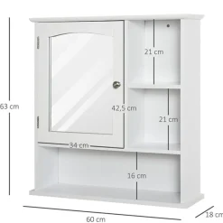 Armario de baño con espejo para pared blanco 63x60x18 cm