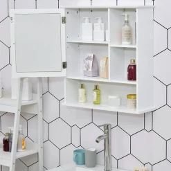Armario de baño con espejo para pared blanco 63x60x18 cm