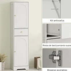 Armario de baño Eterna Homcom 2 puertas con un cajón blanco 170x40x29,5 cm