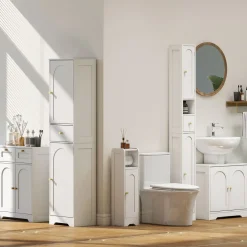 Armario de baño Eterna Homcom 2 puertas con un cajón blanco 170x40x29,5 cm