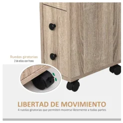 Armario de baño Kleankin 1 cajón + 1 armario + estante abierto roble 68,5x18x30 cm