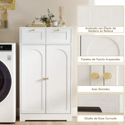 Armario de baño Max Homcom 2 puertas + 2 cajones blanco 108x60x30 cm