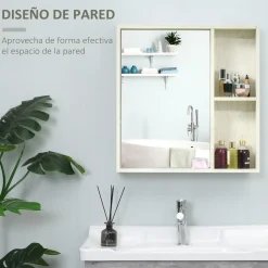 Armario de baño Orquídea Kleankin con espejo + 2 compartimentos blanco 65x63x15 cm