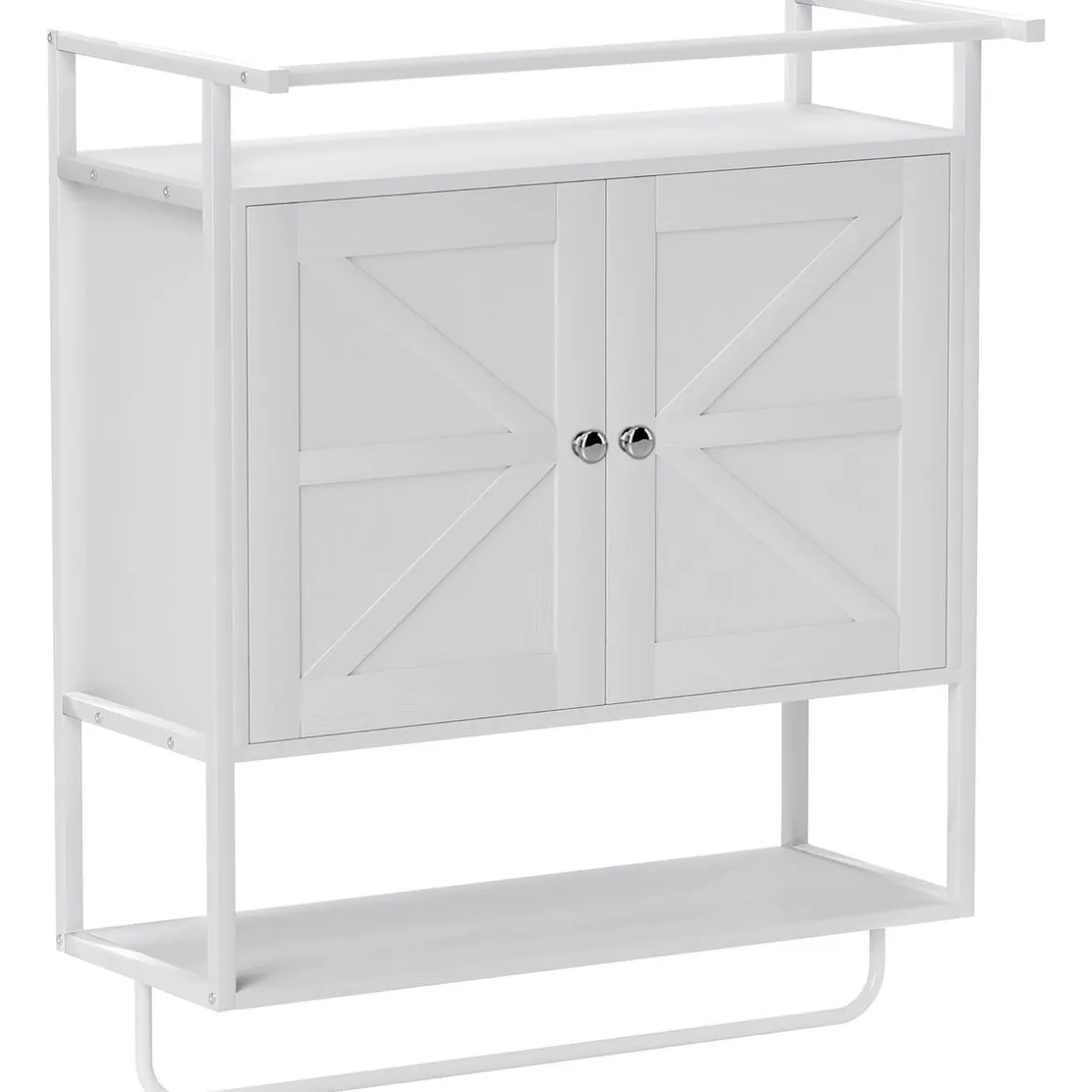 Armario de baño Positive Homcom 2 puertas con toallero blanco 75x63x34 cm