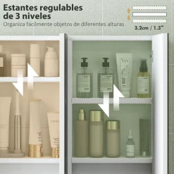 Armario de baño Rieti Homcom 3 puertas blanco 65x91,5x11,5 cm