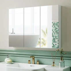 Armario de baño Rieti Homcom 3 puertas blanco 65x91,5x11,5 cm