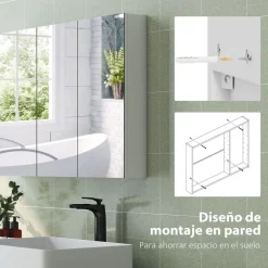 Armario de baño Rieti Homcom 3 puertas blanco 65x91,5x11,5 cm