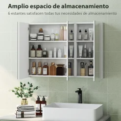 Armario de baño Rieti Homcom 3 puertas blanco 65x91,5x11,5 cm