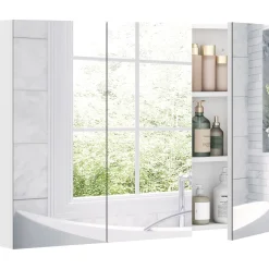 Armario de baño Rieti Homcom 3 puertas blanco 65x91,5x11,5 cm