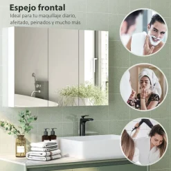 Armario de baño Rieti Homcom 3 puertas blanco 65x91,5x11,5 cm