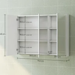 Armario de baño Rieti Homcom 3 puertas blanco 65x91,5x11,5 cm