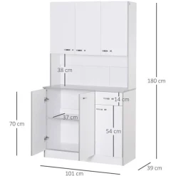 Armario de cocina Homcom 6 puertas+cajón blanco/gris 180x101x39 cm