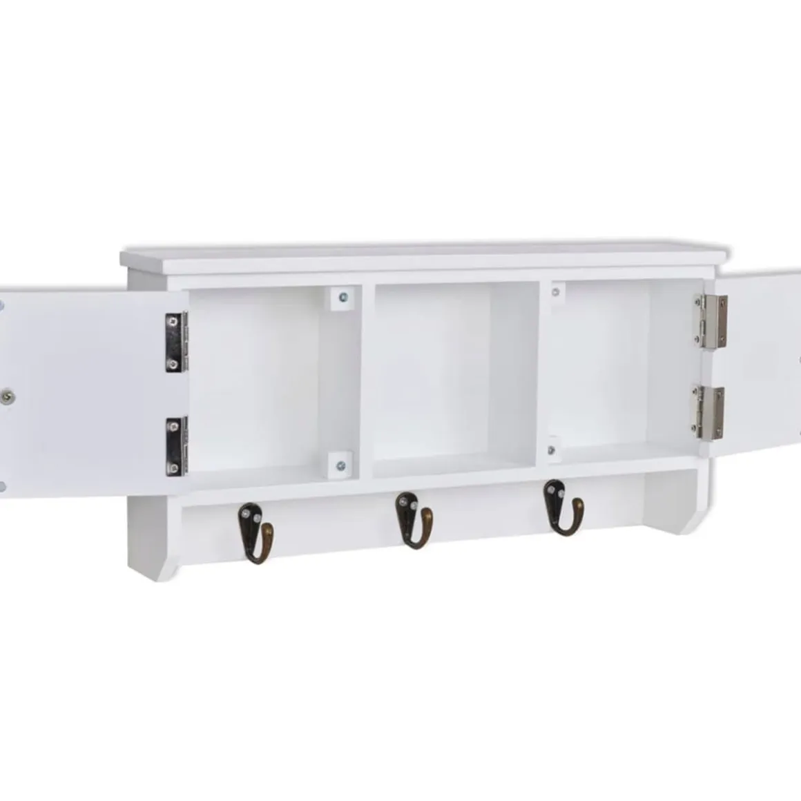 Armario de pared tipo recibidor 2 puertas 1 estante 3 ganchos blanco 20x40x8,5 cm