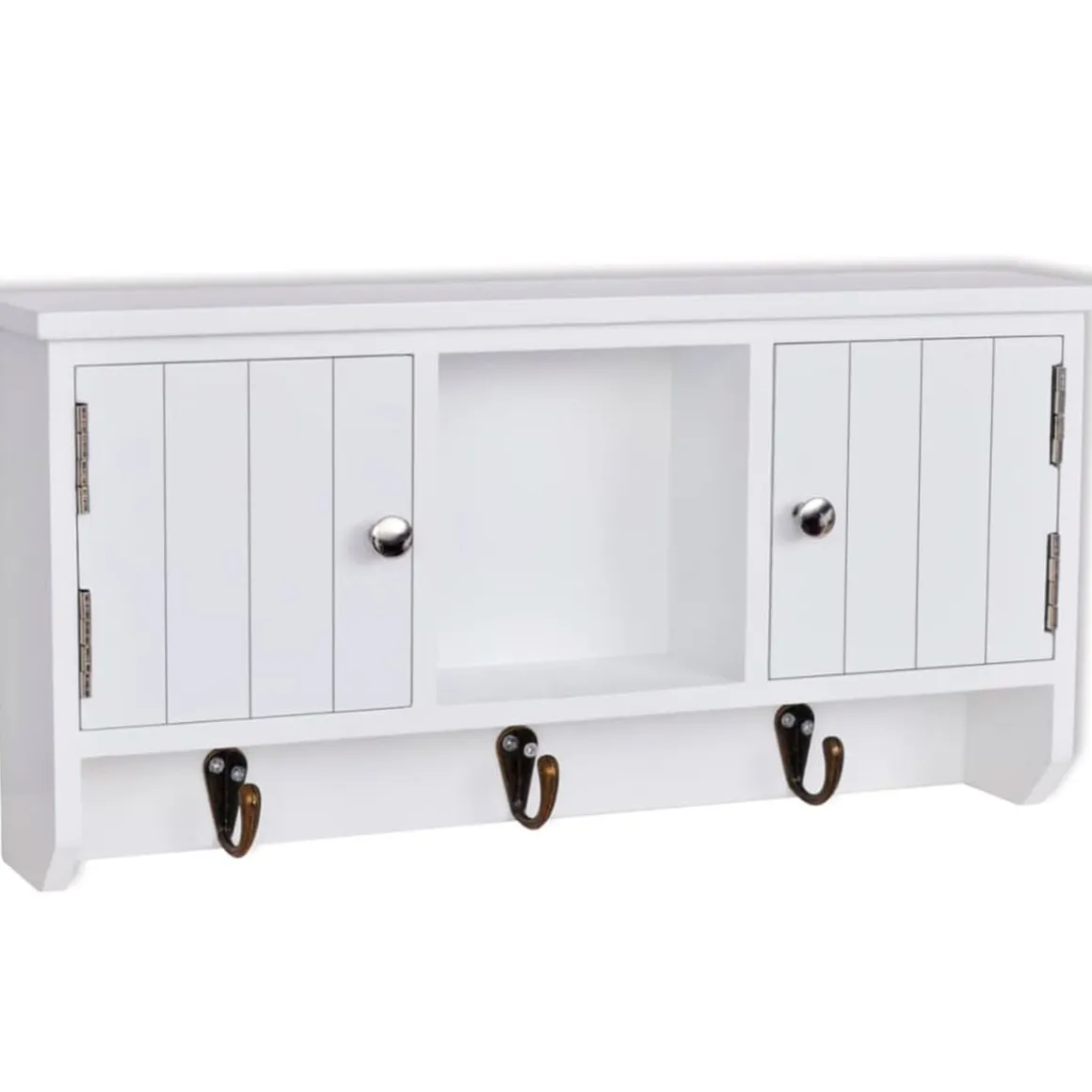 Armario de pared tipo recibidor 2 puertas 1 estante 3 ganchos blanco 20x40x8,5 cm