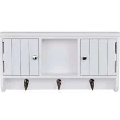 Armario de pared tipo recibidor 2 puertas 1 estante 3 ganchos blanco 20x40x8,5 cm