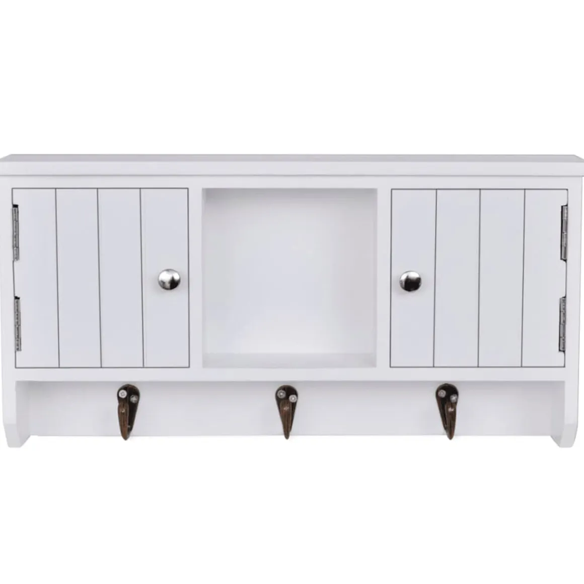 Armario de pared tipo recibidor 2 puertas 1 estante 3 ganchos blanco 20x40x8,5 cm