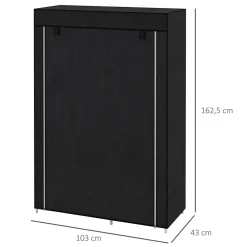 Armario de tela Nexo Homcom 6 estantes + 1 barra 162,5x103x43 cm