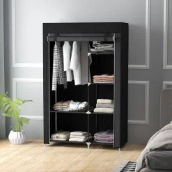 Armario de tela Nexo Homcom 6 estantes + 1 barra 162,5x103x43 cm