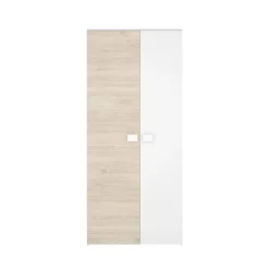 Armario Dina 2 puertas + barra para colgar + estantes blanco/natural 205x90x52 cm