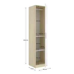 Armario Emax una puerta con barra y 2 estantes 203,5x45,5x51 cm