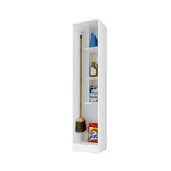 Armario escobero Terra 1 puerta + 3 estantes blanco 170x35x31,8 cm