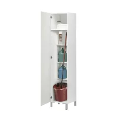 Armario escobero Zone 1 puerta + 4 estantes blanco 188x41,4x34,5 cm