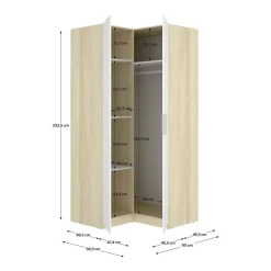 Armario esquinero Emax 2 puertas 203,5x95x97 cm