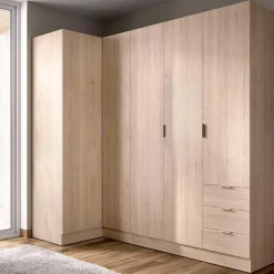 Armario esquinero Essen 2 módulos 4 puertas natural 184x214x91 cm