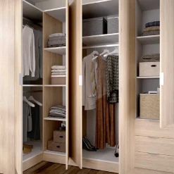 Armario esquinero Essen 2 módulos 4 puertas natural 184x214x91 cm
