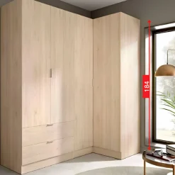 Armario esquinero Essen 2 módulos 4 puertas natural 184x174x91 cm