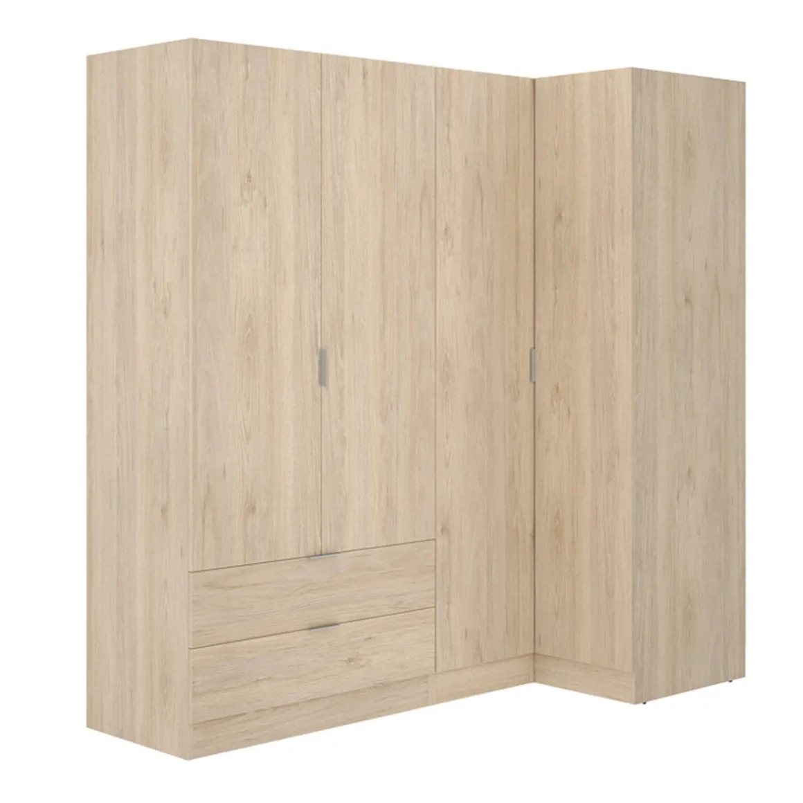 Armario esquinero Essen 2 módulos 4 puertas natural 184x174x91 cm