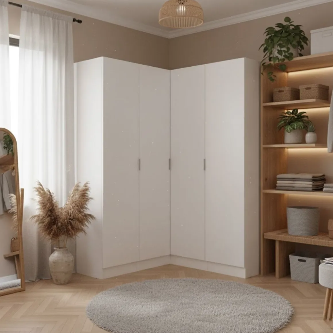 Armario esquinero Essen 4 puertas batientes blanco 184x133x131 cm