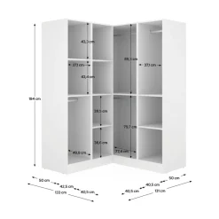 Armario esquinero Essen 4 puertas batientes blanco 184x133x131 cm