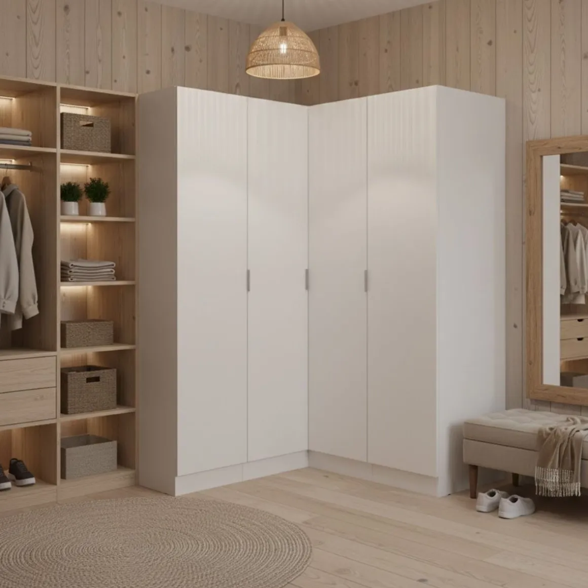 Armario esquinero Essen 4 puertas batientes blanco 184x133x131 cm