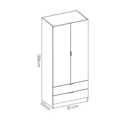 Armario Essen 2 puertas abatibles con 2 cajones 184x81x52 cm