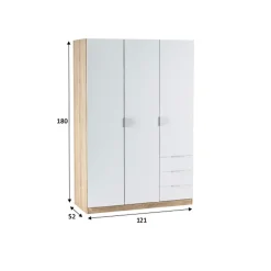 Armario LC 3 puertas + 3 cajones 180x121x52 cm